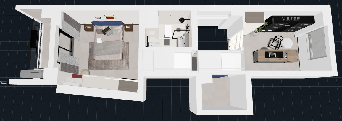 蒋琛｜圣淘沙花城6-1705-105㎡-现代简约风格｜2室2厅1卫｜老房装修｜定制家｜全包15万｜00_08二层鸟瞰图
